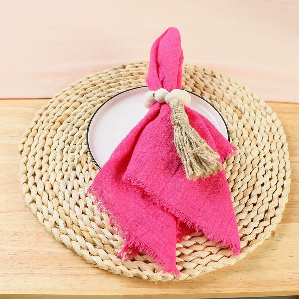 Serviettes gaze de coton rose 32cm : stop au jetable pour mariage