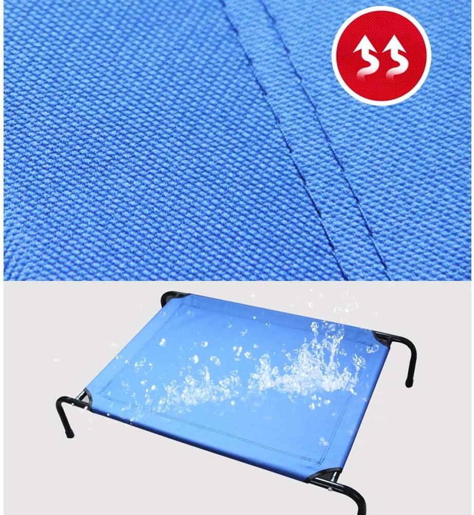Dog Bed Cooling Elevated Teslin Mesh Pet Cot Moisture Proof Non-Slip Mat Washable Sized for Small Medium Large Pet (Blue 65x100x21cm)