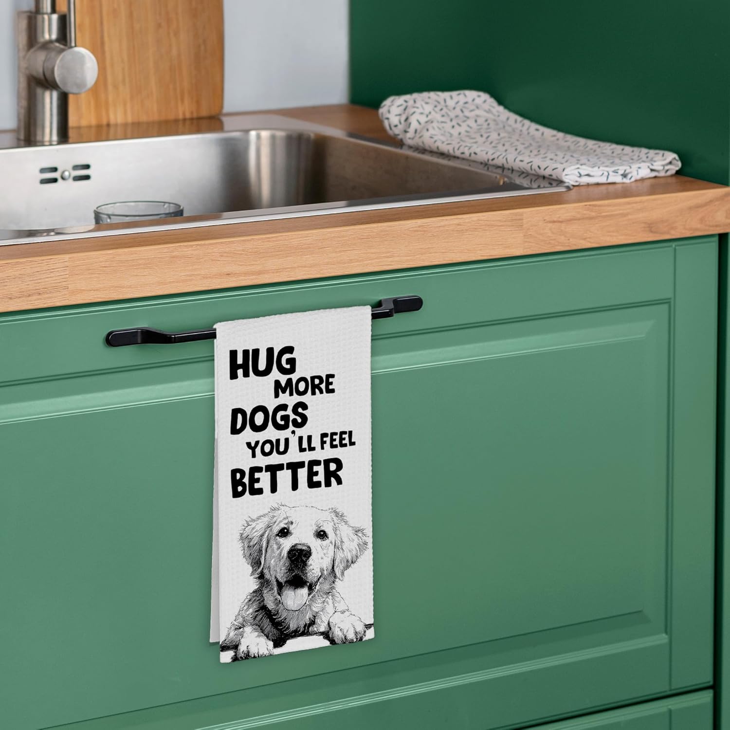 Cute Dog Golden Retriever Kitchen Towels, Funny Dish Towel Gifts for Dog Lovers Christmas,Hug More Dogs You'll Feel Better Hand Towels Decor for Bathroom,Rustic Tea Bar Towel for Dorm 16x24in - Image 5