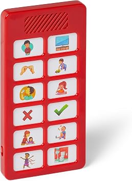 Tiny Talker AAC Communication Device for Nonverbal Children and Adults, 12-Button Recordable Speech Aid (Red)