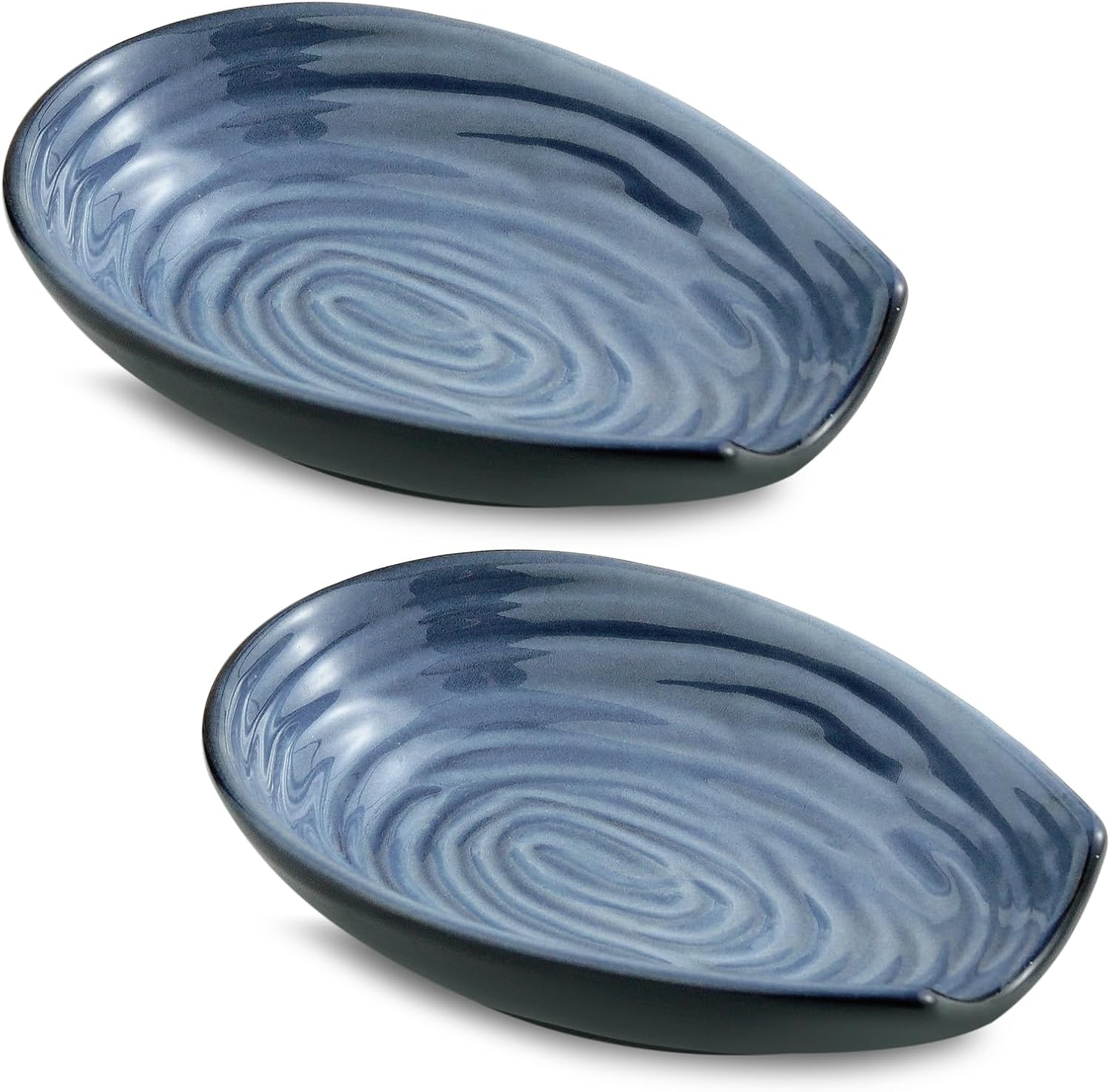 Hasense Spoon Rest Set of 2 for Stove top, Cooking Spoon Holder for Kitchen Counter, Ceramic Utensil Rest for Ladle, Spatula, Tong and Spoon, Heat-Resistant Spatula Holder, Grayish Blue