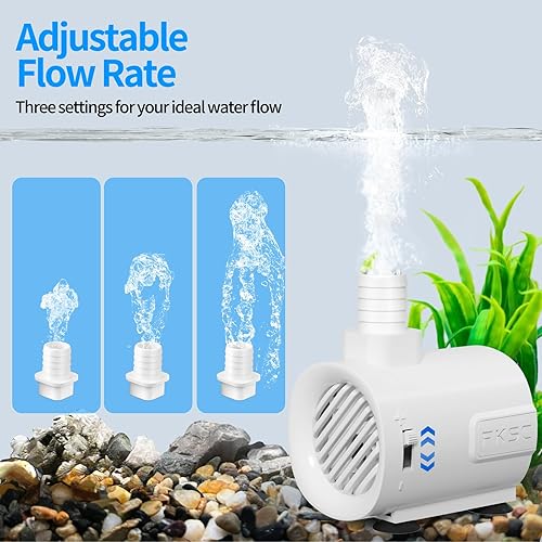 Miniatura 5 de Bomba de fuente de 120 GPH - Bomba de agua sumergible, ultra silenciosa con flujo ajustable para peceras, estanques, acuarios, hidroponía y
