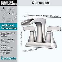 Vista 6 de Waterfall Brushed Nickel Faucet for Bathroom Sink 3 Hole - 4 inch Centerset Brass Bathroom Faucets, Lead-Free Lavatory Vanity Sink Faucet with