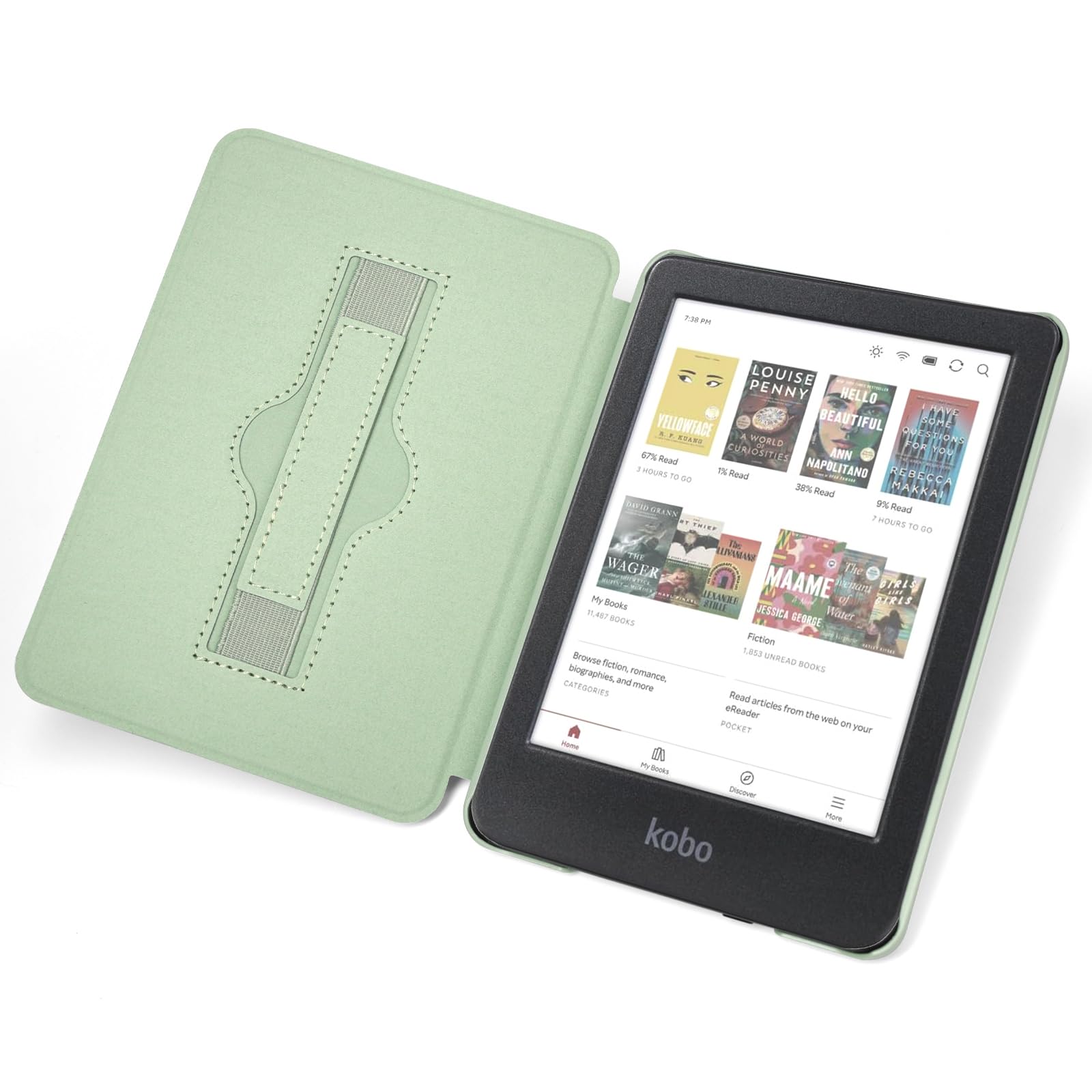 RSAquar Étui 6'' pour Kobo Clara Colour | BW | 2E, Tolino Shine Colour/Shine 5/4 avec Dragonne et Veille/Réveil Automatique, Agave Noir