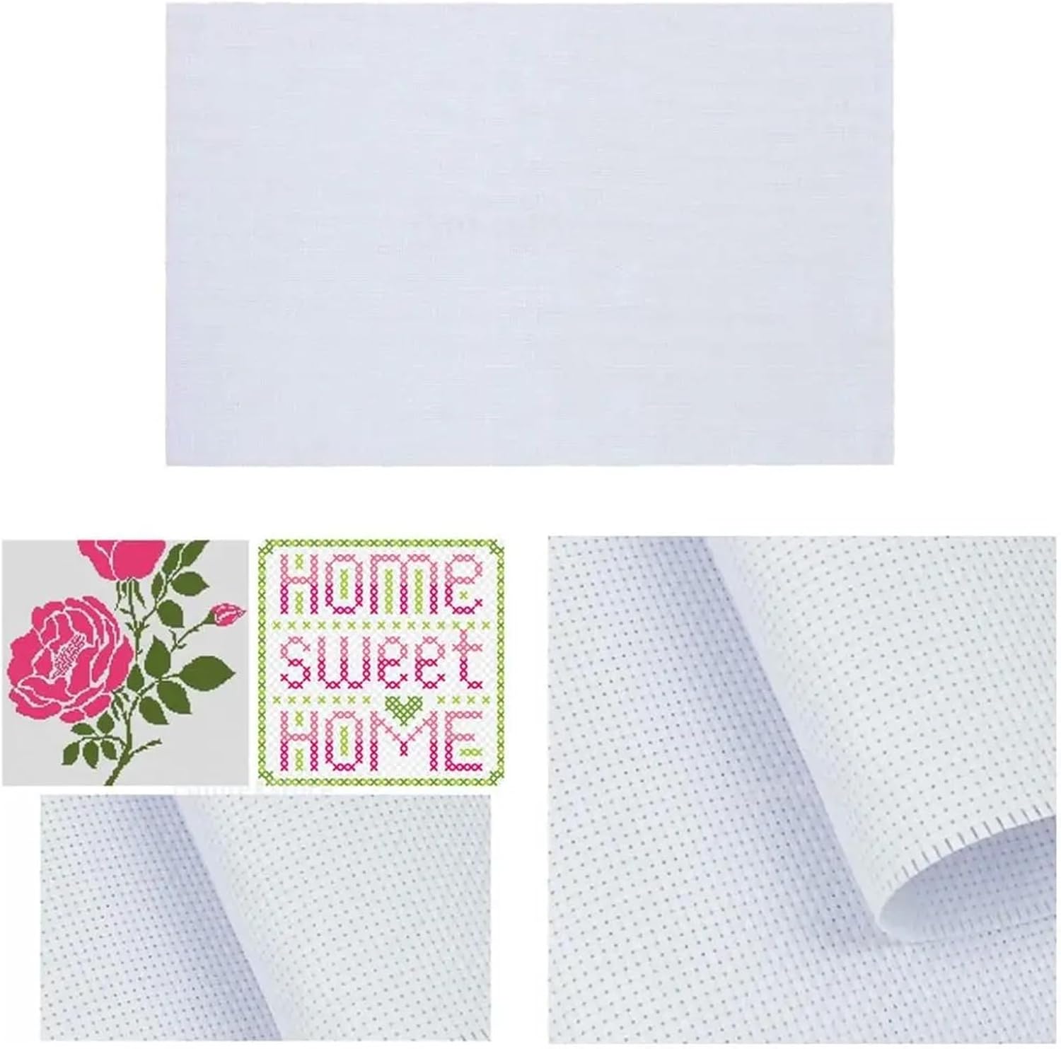 Cross Stitch Fabric Sewing Embroidery Cloth Plain Stitch Fabric DIY Needlework Needle Craft Supplies - White(14CT 100x150CM)