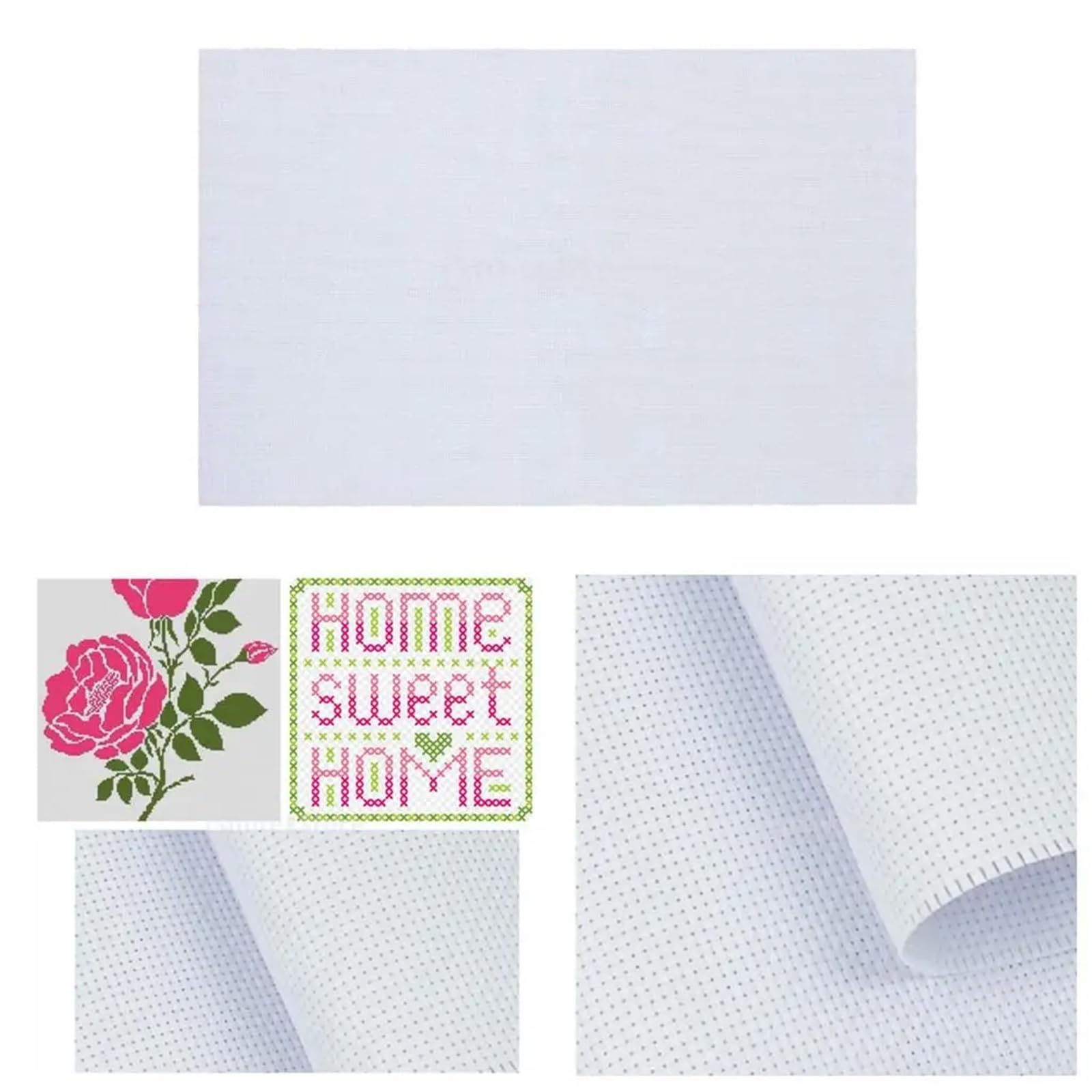 Tkanina do haftu, Tkanina do haftu krzyżykowego, szycie, haft, tkanina ściegiem prostym, DIY, robótki ręczne, igły, materiały rzemieślnicze - białe(14CT 100x150CM)