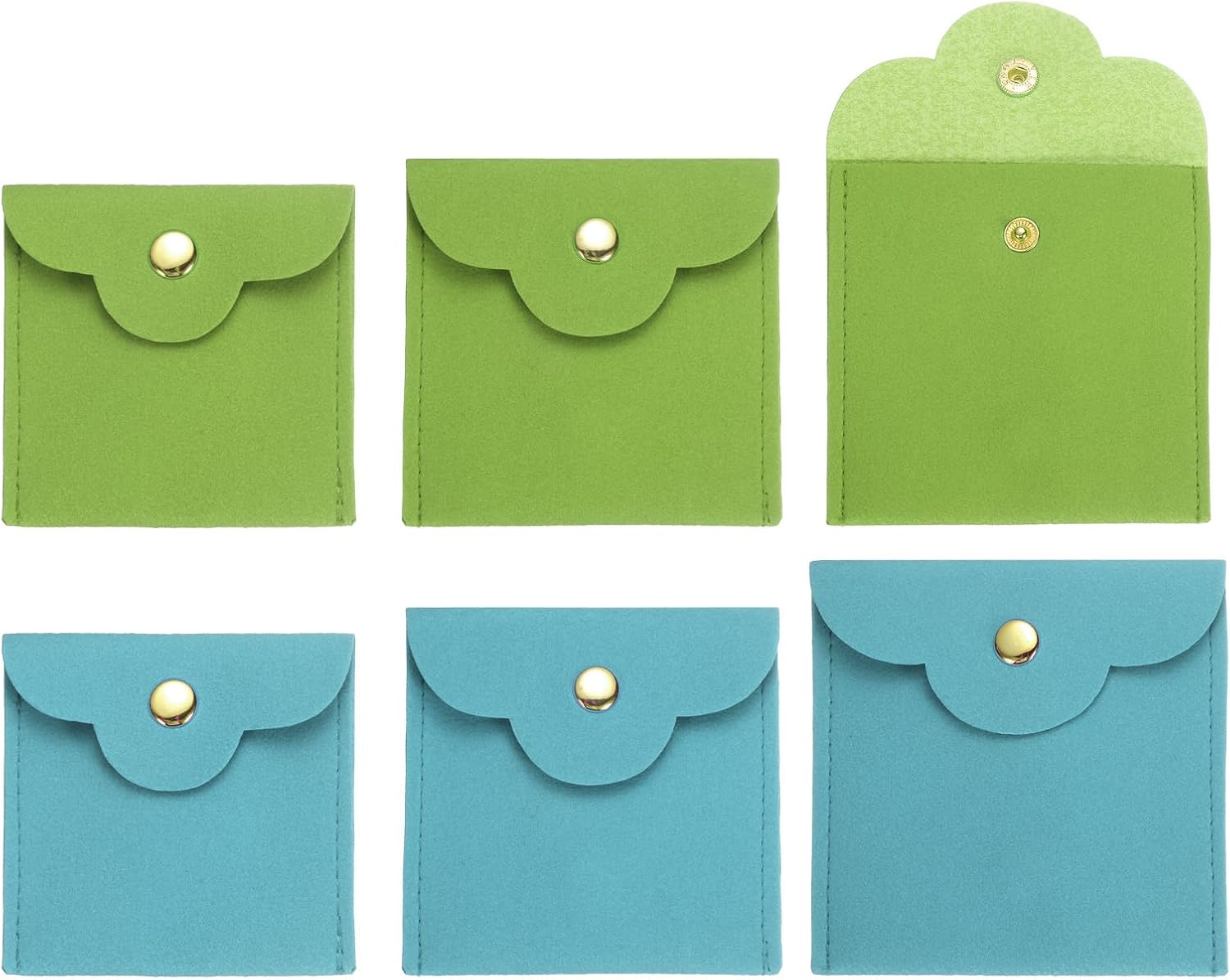 uxcell 2 Pcs Mini Jewelry Pouch, Small Microfiber Jewelry Bags Soft Jewelry Package Gift Storage Bag Travel Jewelry Bag for Women Rings Necklace Bracelet, Green/Blue