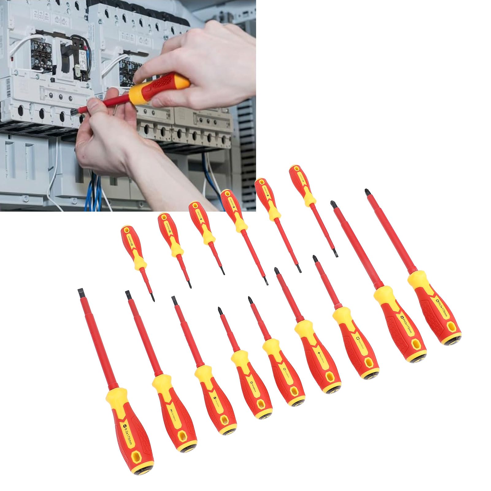 Set di 15 cacciaviti per elettricista 1000 V, set di cacciaviti elettrici professionali isolati per veicolo