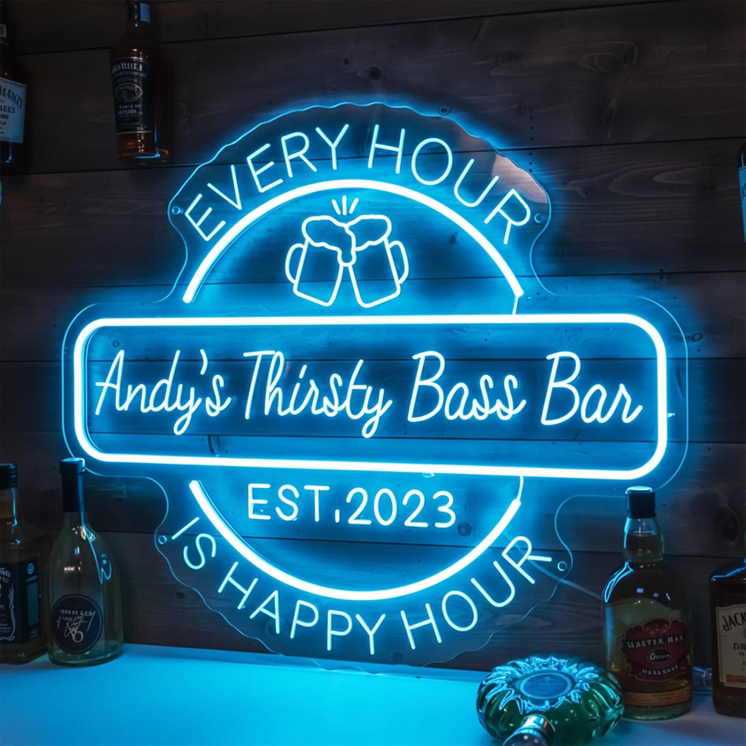 Custom Neon Bar Sign for Home Bar, Handmade Dimmable Personalized LED Bar Signs, 3D Custom Neon Bars Beer Light Sign for Home Bars Pub Man Cave Wall Decor, Gift for Men Dad