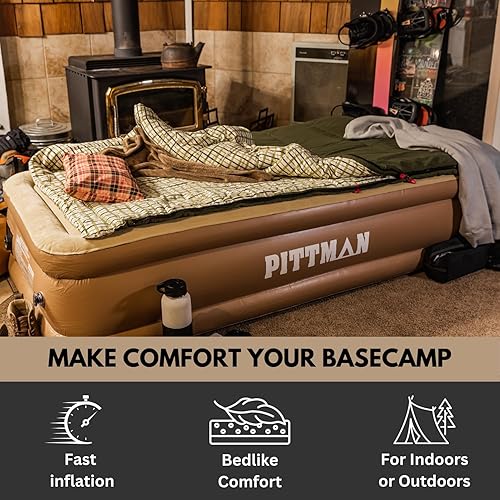 Miniatura 3 de Pittman Outdoors Comfort Series - Colchón de aire para interiores con bomba de aire eléctrica integrada, tamaño individual, 18 pulgadas de alto,
