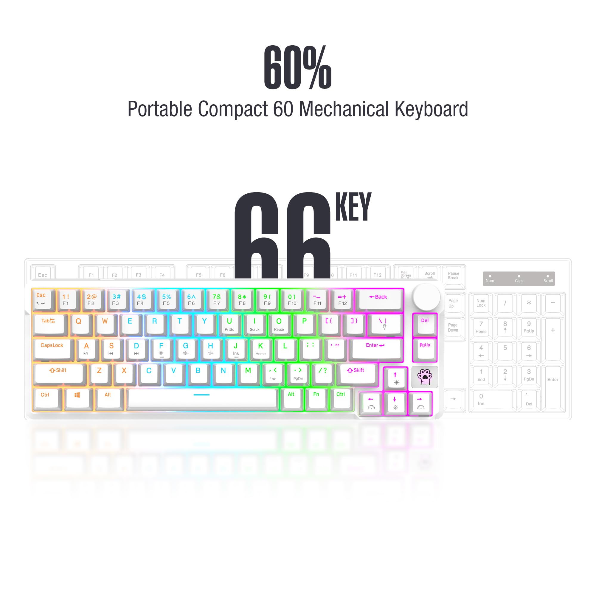Snapklik.com : Kchibo Portable 60% Mechanical Keyboard, LED Backlight ...