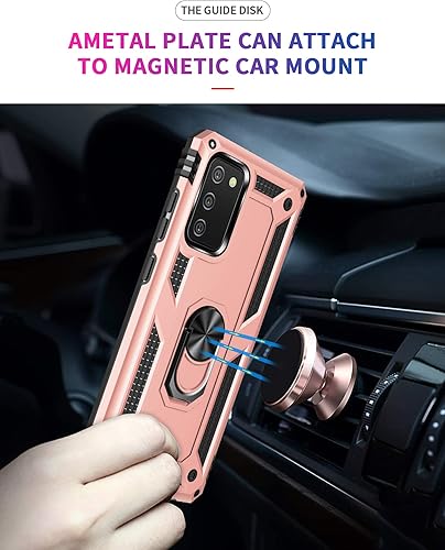 Miniatura 3 de Carcasa de grado militar para Samsung Galaxy A02S, anillo giratorio de metal 360 con soporte de soporte, armadura resistente a prueba de golpes para