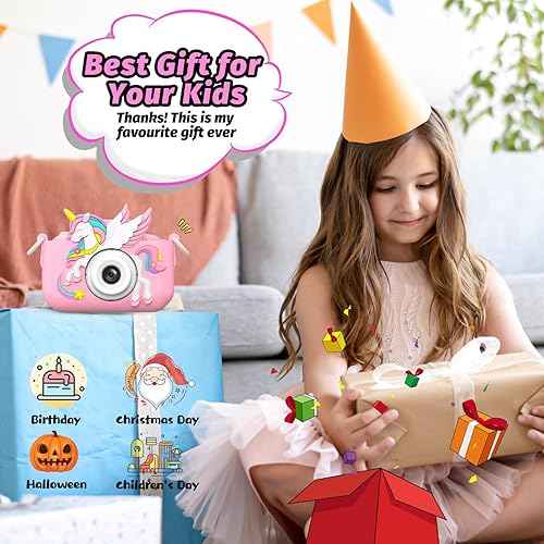 Miniatura 2 de Cámara Mejorada para Niños y Niñas, Cámara Digital para Selfie con Bonita Cubierta Protectora y Tarjeta SD de 32G, Regalos de Cumpleaños de Navidad,