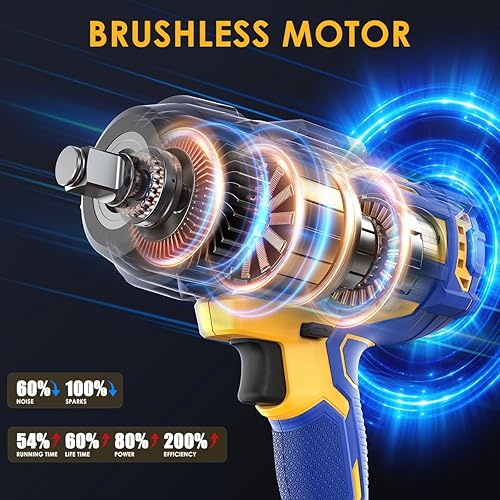 Miniatura 3 de Llave de impacto inalámbrica compatible con batería DEWALT 20V MAX, 1/2" 1700FT-LBS destornillador de impacto sin escobillas de alto torque, parada