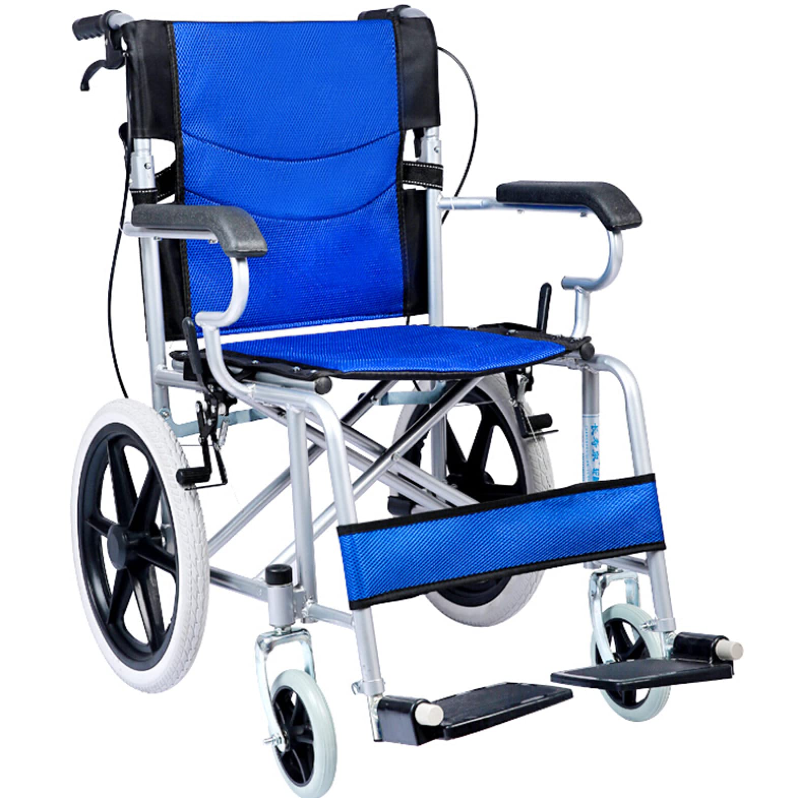 SXSLTSA Folding Household Mobile Portable Wheelchair with Flip Back Steel Travel Chair with Full Arms/Swing Away Footrests for Adults 18 Inch Wide Seat (A)