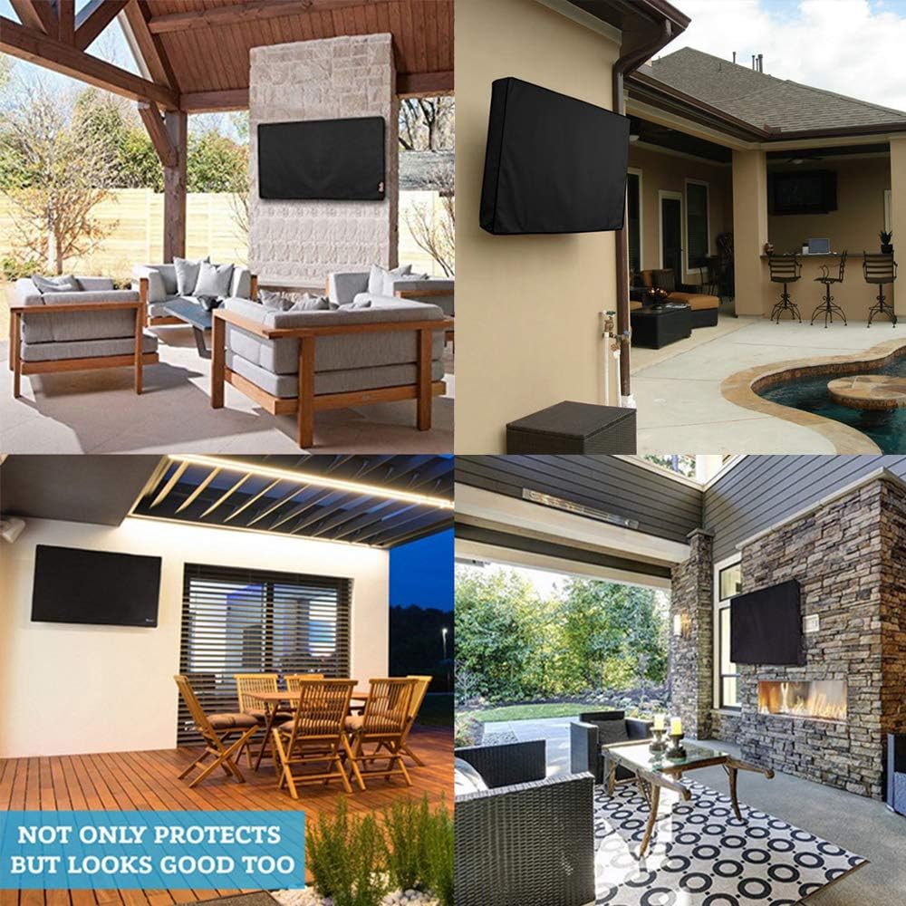 Outdoor TV Cover 55" - 58" - with Bottom Cover - 600D Water-Resistant and Dust-Resistant Material- Fits Your TV Better