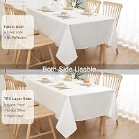 Homaxy Vízlepergető Asztalterítő Len Hatású 140x200 cm Fehér Mosható Foltálló Lótusz Effekt Asztalnemű 2