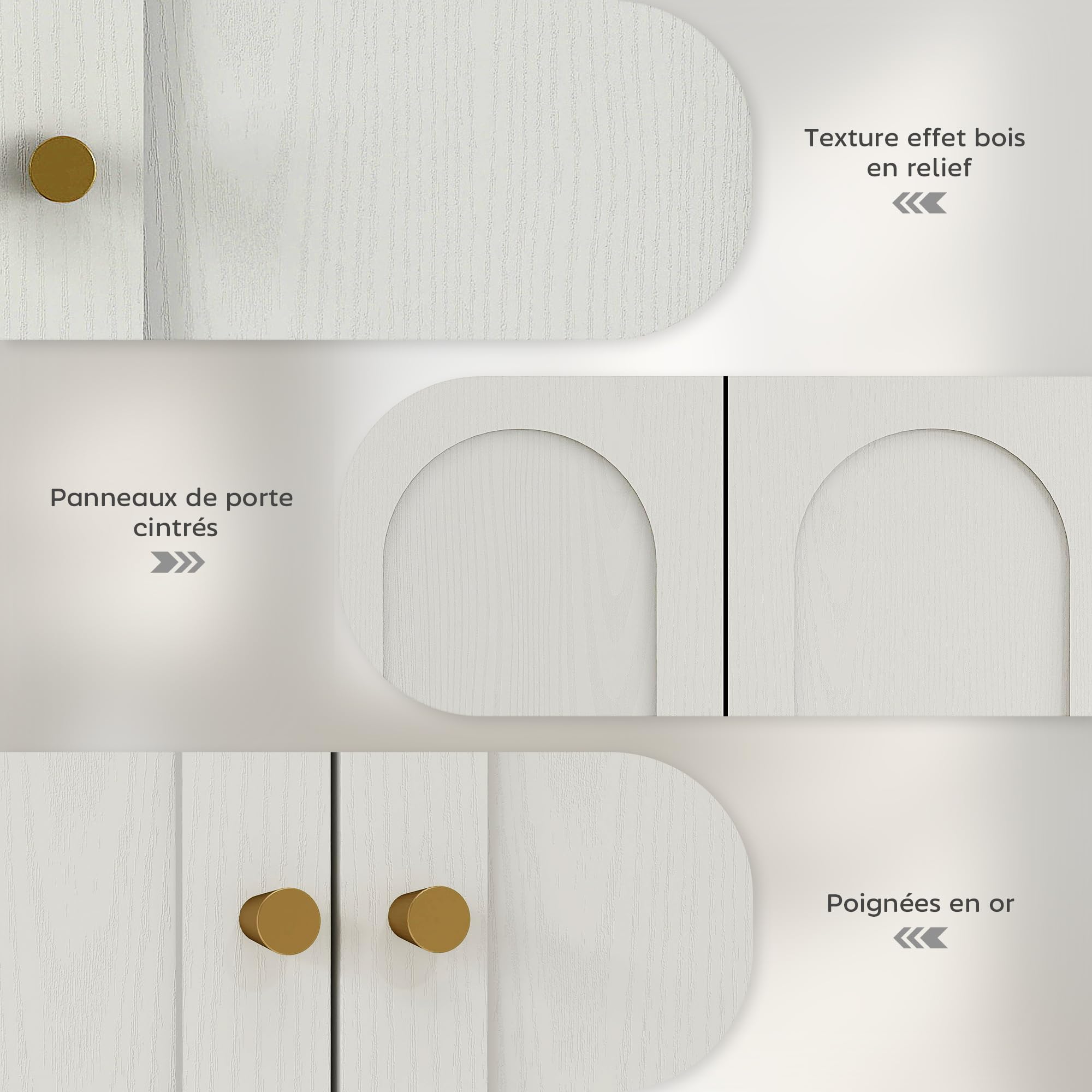HOMCOM Armoire Murale, Meuble Haut Salle de Bain Style Moderne avec Placard à Double Porte et poignées dorées, Meuble de Salle de Bain Suspendu, 60 x 20 x 60 cm, Blanc