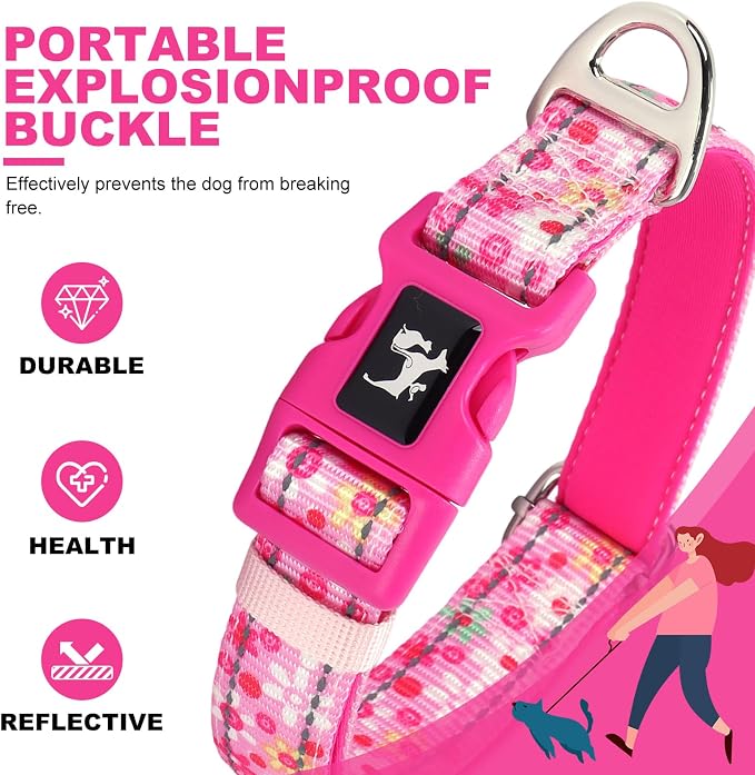 Collar reflectante para perros medianos, grandes y XL rosa M miniatura 5