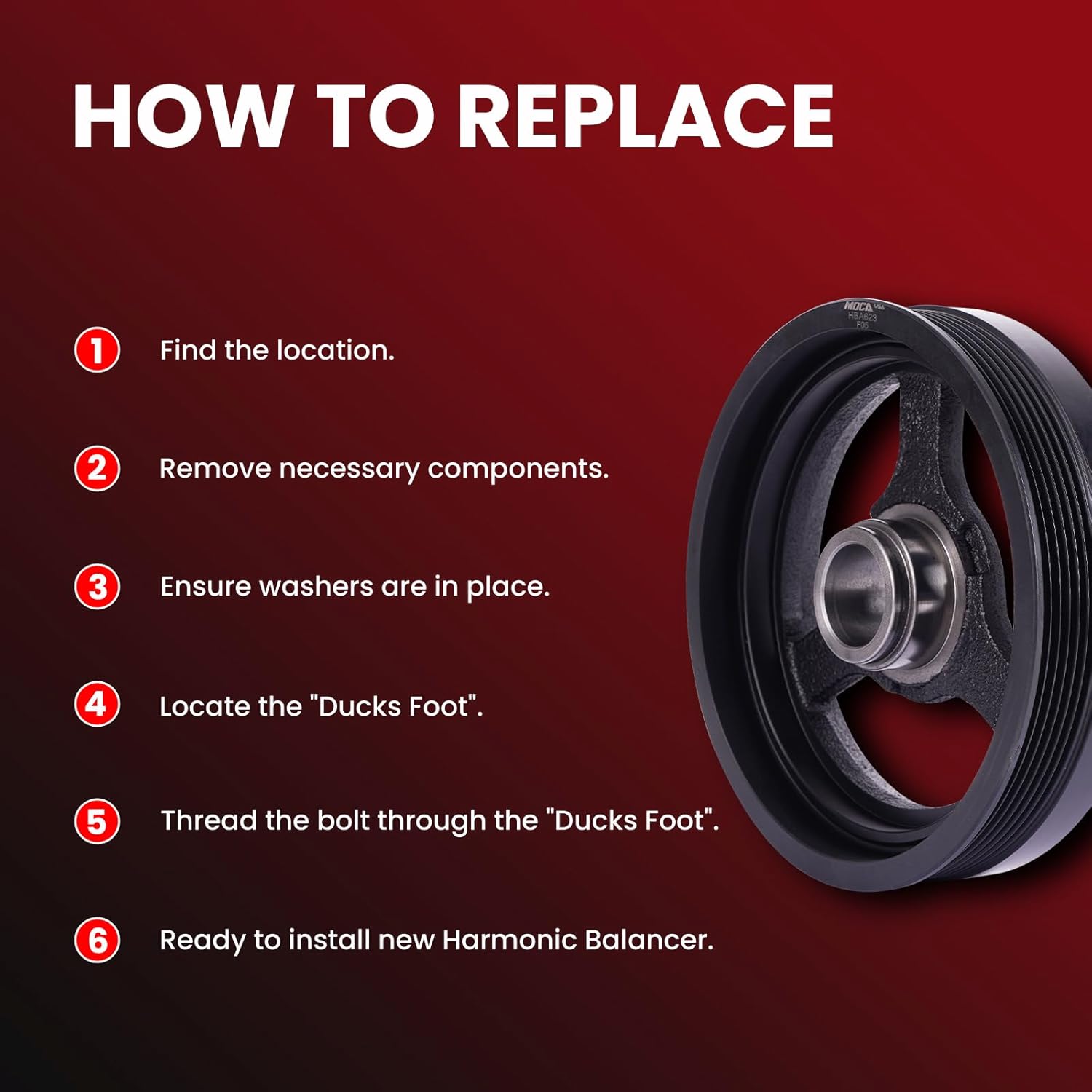 MOCA Engine Harmonic Balancer fits For Chevrolet 2004-2006 Colorado L4 2.8L, 2007-2012 Colorado L4 2.9L, For GMC 2004-2006 Canyon L4 2.8L, 2007-2012 Canyon L4 2.9L, For Isuzu 2007-2008 i-290 L4 2.9L