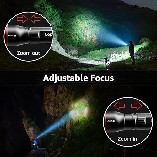 Miniatura 3 de Lepro Linterna táctica LED, linterna LE3000 de alto lúmenes, 5 modos de iluminación, zoomable, resistente al agua, adoptada por Osram P9 LED,