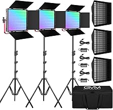 GVM 1200D RGB LED Panel Video Light with Softbox Kit, 50W Photography Lighting kit for Studio Support APP Bluetooth Wireless Control, 3200K-5600K, Aluminum Housing CRI 97, 928 LEDs, 18 Scenes, 3 Kits