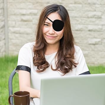 2 Pcs Single Eye Patch, Adjustable Eye Patch for Amblyopia, Lazy Eye, Left or Right Eye, Comfortable Eye Cover (Black)