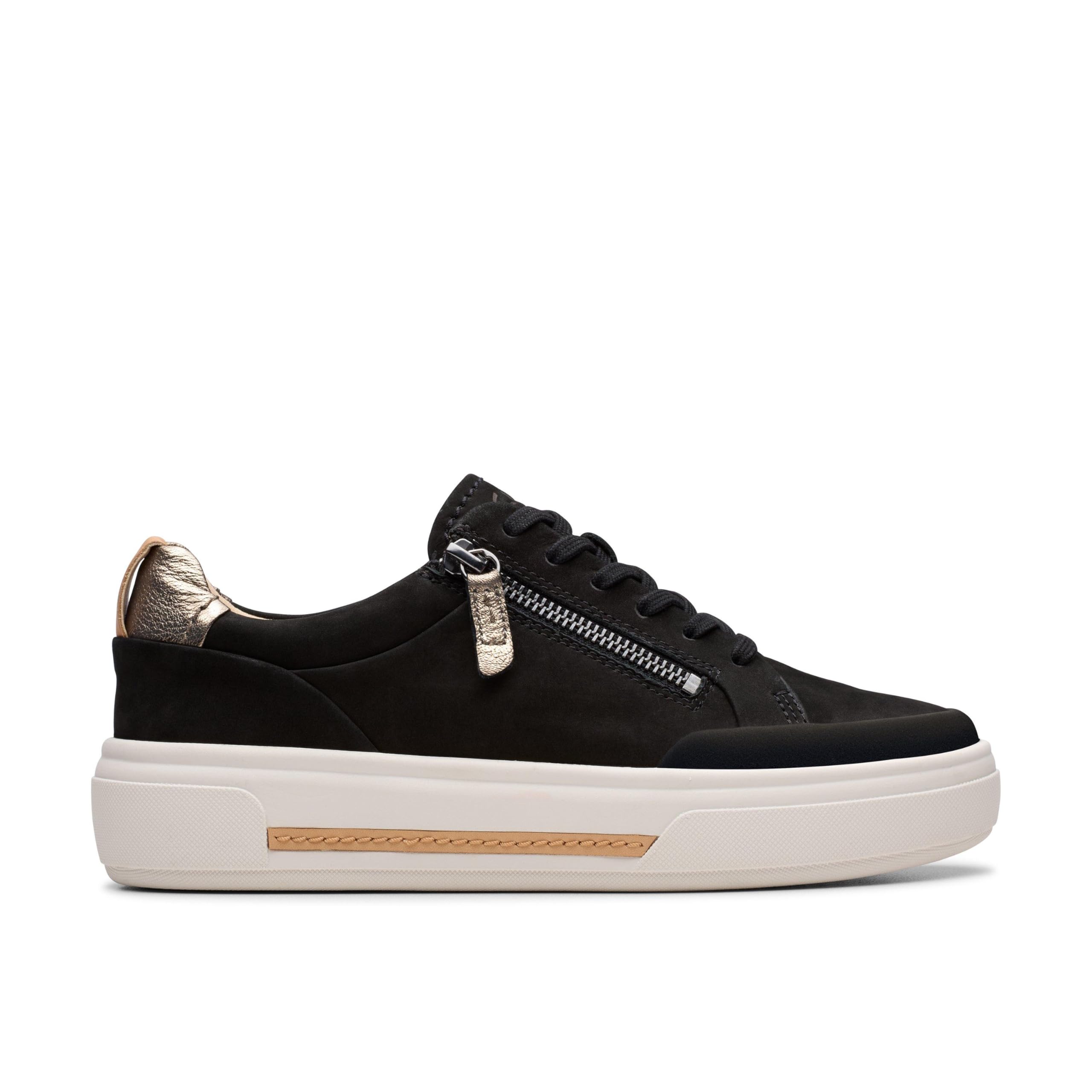 Clarks Hollyhock Zip Womens Black Nubuck, 5