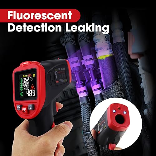 Miniatura 4 de Termómetro infrarrojo sin contacto -50  1,562.0 F (58  1562 F) con medición tipo K, rango de temperatura láser, pantalla LCD, luz UV, para uso