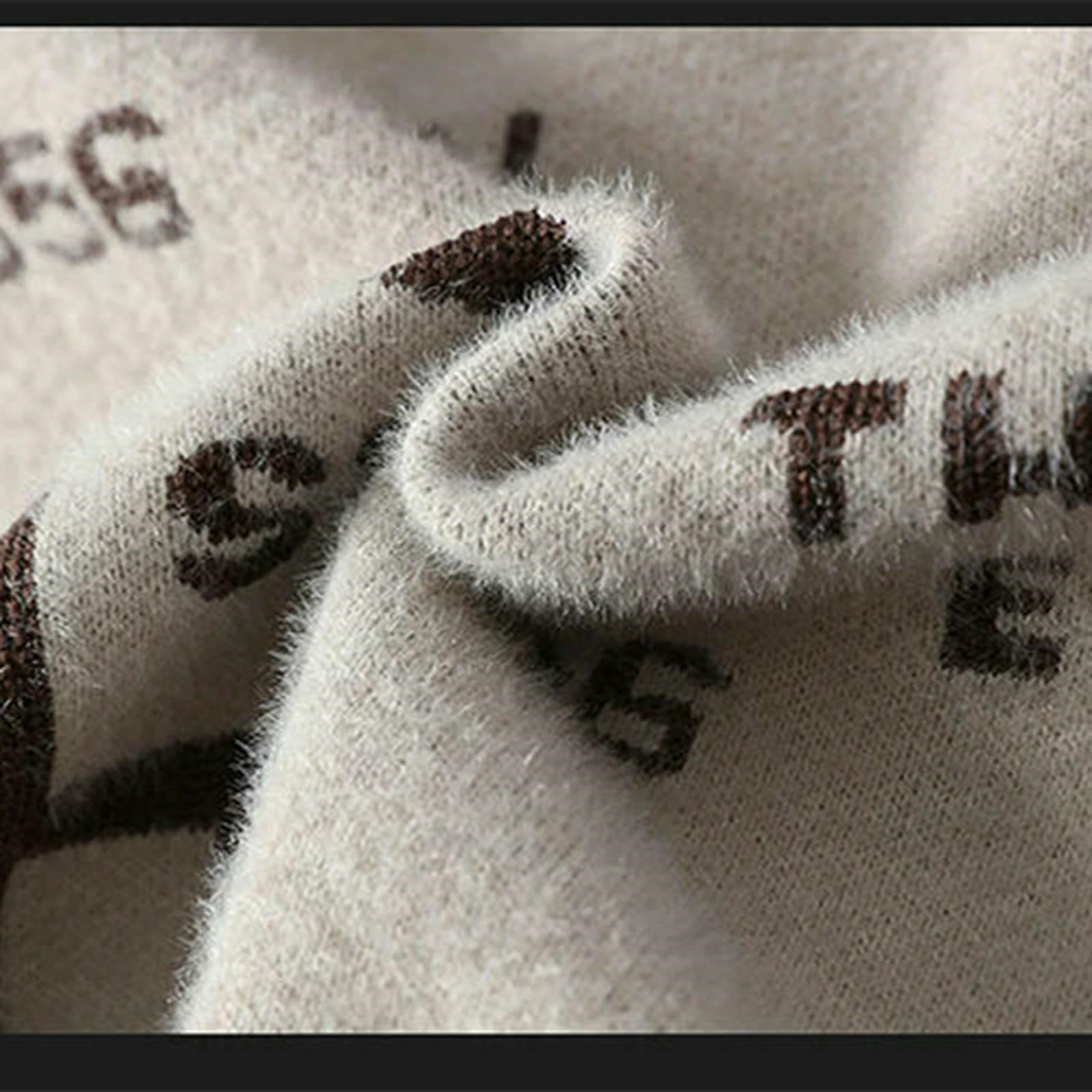 Jersey HombresuéTer Hombre Suéter con Letras para Hombre, Cuello Redondo, Jerséis Ajustados, Prendas De Punto, Estilo Cálido Invierno, Ropa Informal Hombre-Gris-m