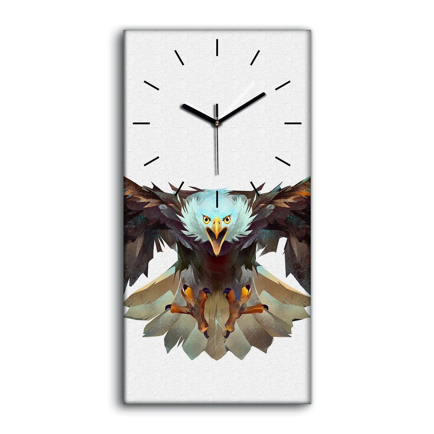 Horloge sur toile oiseau aigle silencieuse 30x60cm pour décoration salon chambre