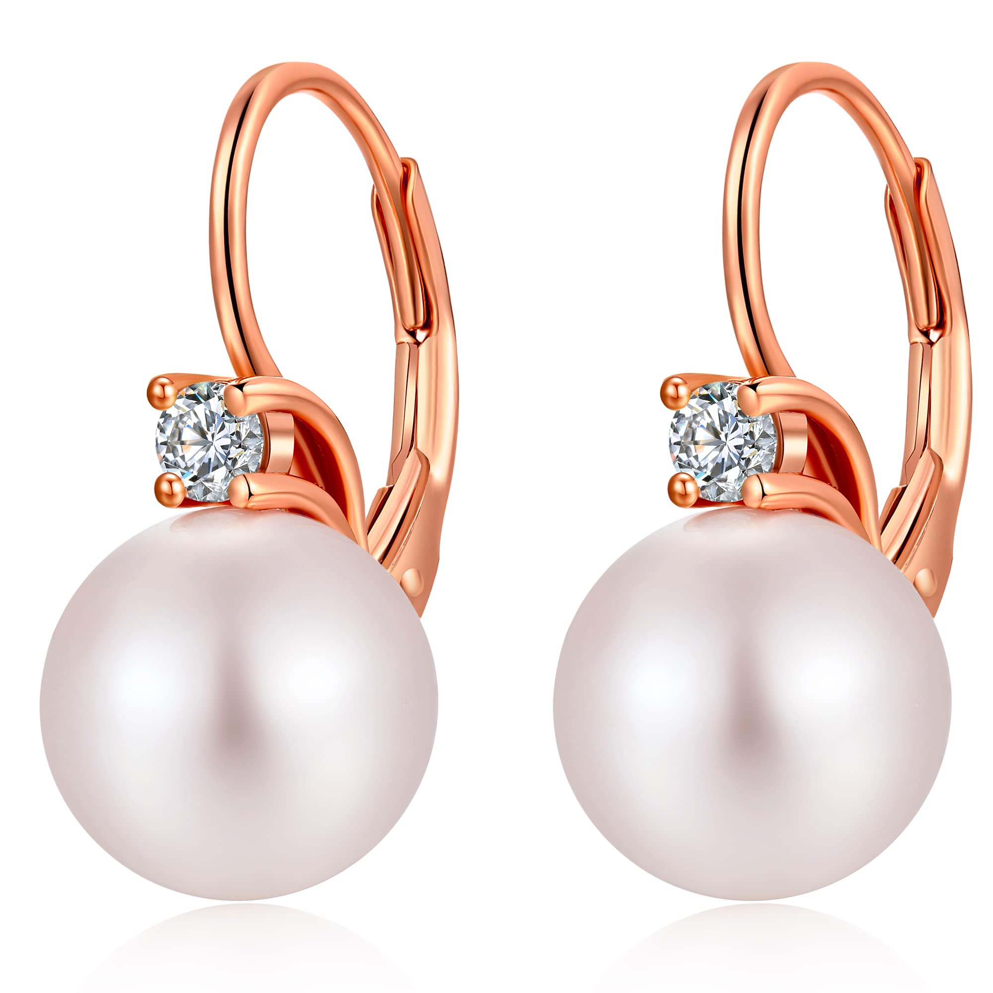 jiamiaoi Orecchini di Perle Orecchini in Oro Rosa Donna Orecchini Argento 925 Orecchini con Perle Argento 925 Donna Perle Orecchin 10mm,Orecchini a Monachella