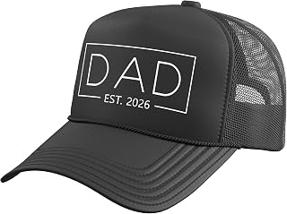 Dad Est. 2026 Expect Baby 2026 Father 2026 New Dad 2026 Trucker Hat with Adjustable Mesh Back