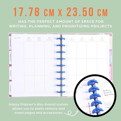 Miniatura 6 de Happy Planner - Agenda escolar 2023, planificador diario de 12 meses encuadernado en disco, semanal y mensual, julio de 2023 a junio de 2024, diseño