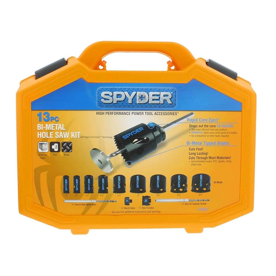 Spyder 13-Piece Bi-Metal Hole Saw Kit for Precise Cutting