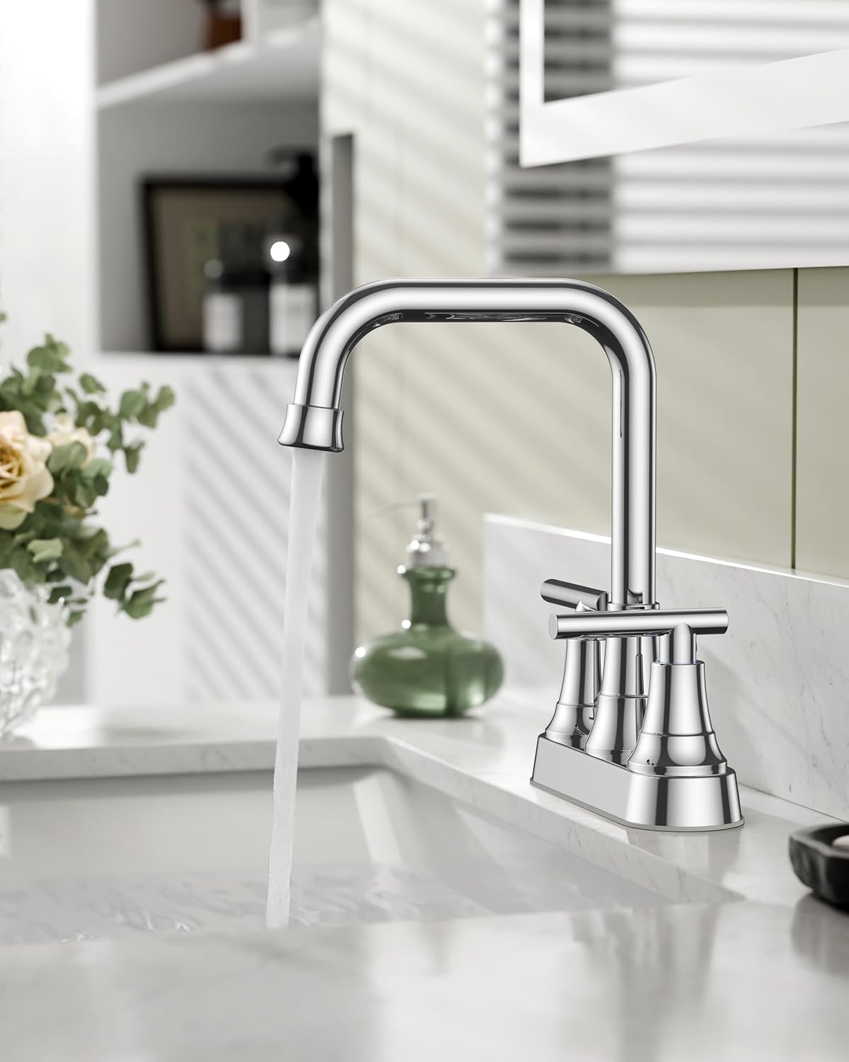 FORIOUS Bathroom Faucets for Sink 3 Hole Chrome, 4 Inch Centerset Bathroom Sink Faucet 2 Handle with Pop-up Drain and Supply Hoses for Vanity RV Laundry Farmhouse - Image 7
