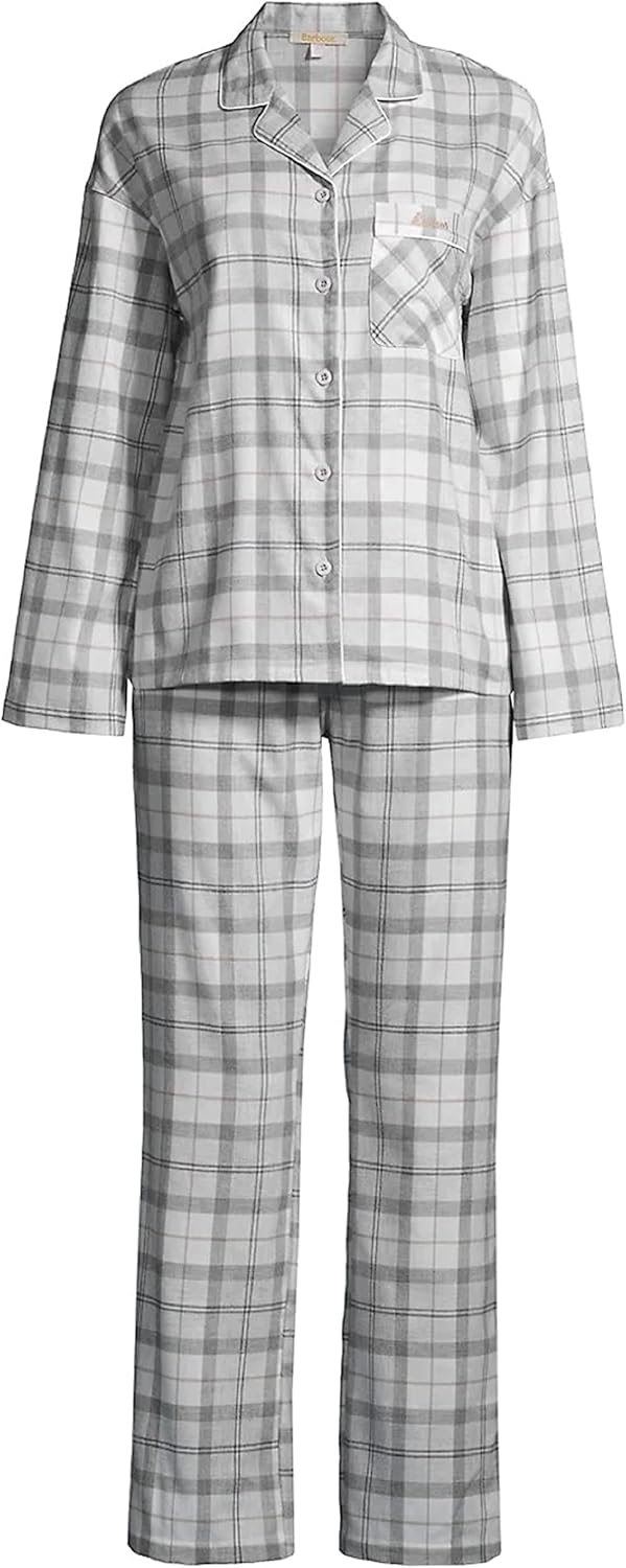 Barbour Plaid Flannel Pajama Set Grey XL - Image 4