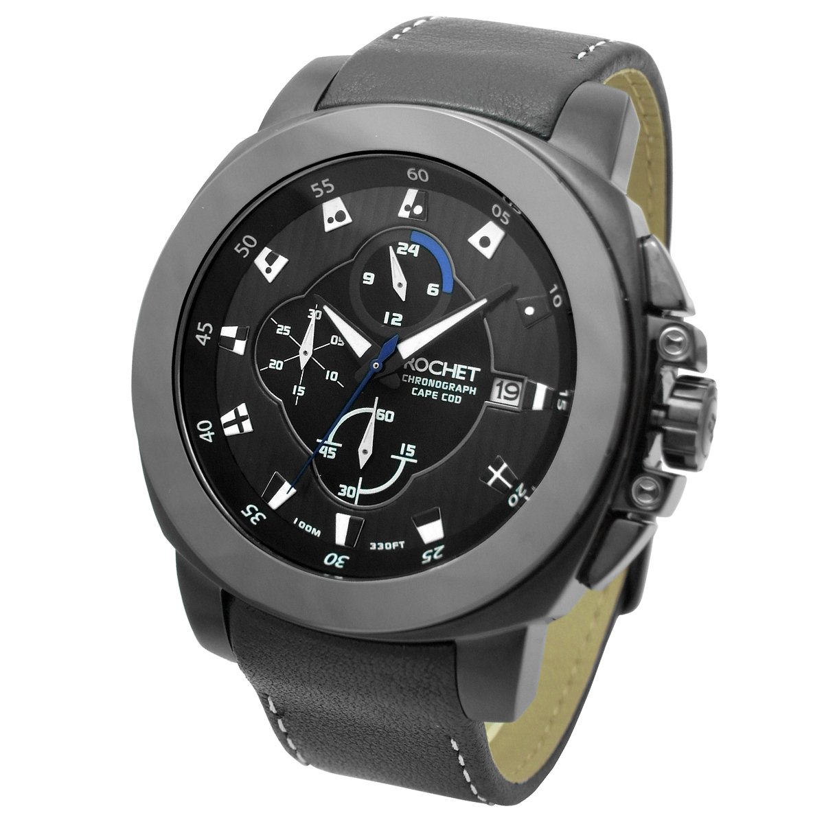 Amazon.co.jp: [ロシェ]ROCHET 腕時計 NAUTIC クロノグラフ レザー 