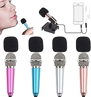 Vista 8 de 4 piezas mini micrófono mini karaoke micrófono para grabación de voz, micrófono portátil para chatear y cantar compatible con smartphone iPhone