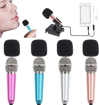 LOCOLO 4Pcs Mini Microphone Mini Karaoke Microphone for Voice Recording Portable Microphone Chatting and Singing Compatible with Smartphone iPhone iPad Laptop