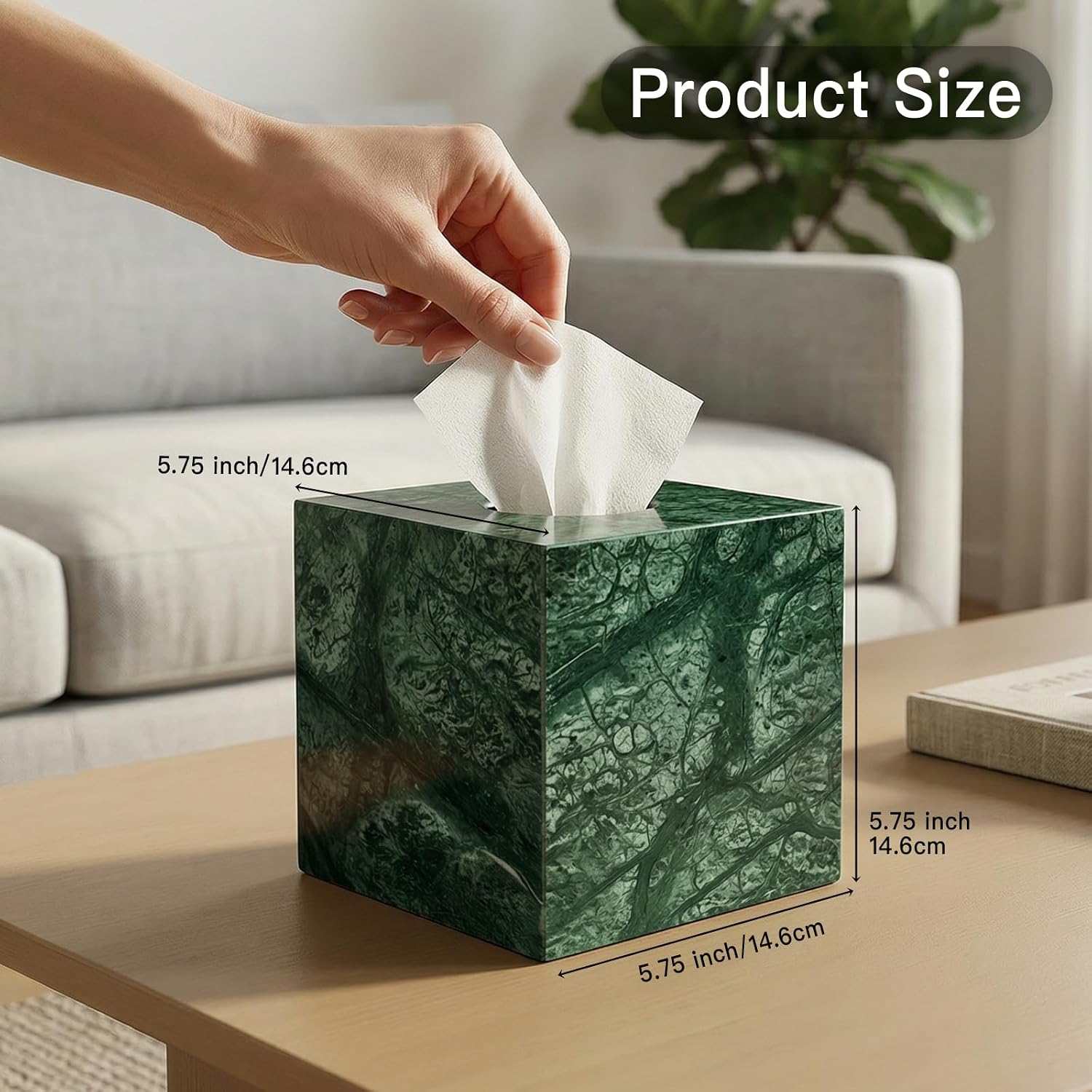 Square Marble Tissue Box Cover, Decorative Tissue Box Holder
