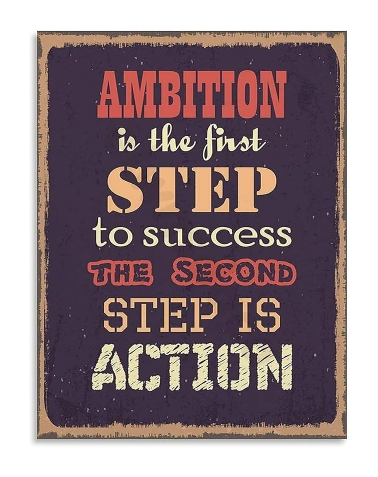 NWPNLXEA Classic Motivational Art Vintage Poster with Inspirational Quotes for School Office and Dorm Room Framed,16x24inch(40x60cm)