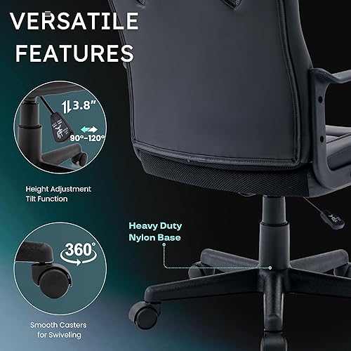 Miniatura 7 de Silla ergonómica de videojuegos para computadora, oficina en casa, carreras, escritorio ejecutivo de video, de piel sintética, para adultos,
