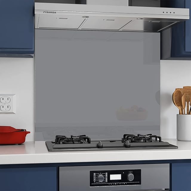 Nidda Colour Grey Toughened Glass Heat Resistant Splashback - Buy Splash back for kitchen (60cm x 70cm)