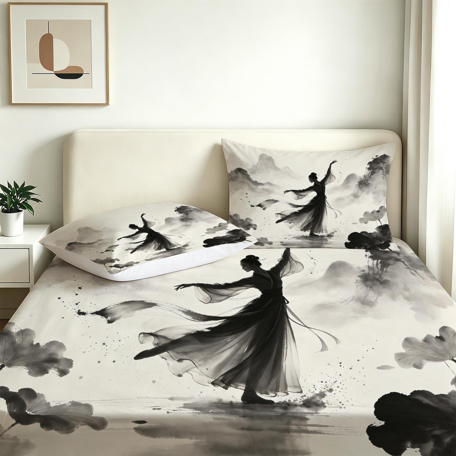 Sábana Bajera Ajustable 150 x 200 Bailarina Estilo Chino