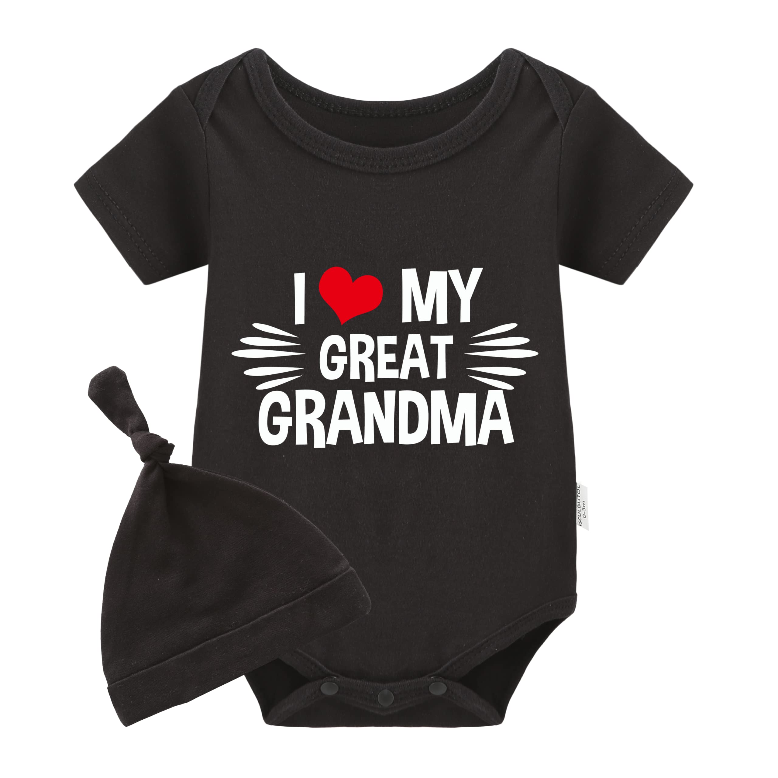 YSCULBUTOL Baby Twins Bodysuit I Love My Great Grandma Infant Baby Clothes Unisex Romper Twin Outfits With Hat