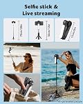 Acer Gadget Gimbal Stabilizer 1Axis for iPhone/Cell Phone/Smartphone/Android with Remote Control&Light, Portable Gimbal Tripod Auto Balance Handheld Selfie Stick for Video Recording, Live Streaming