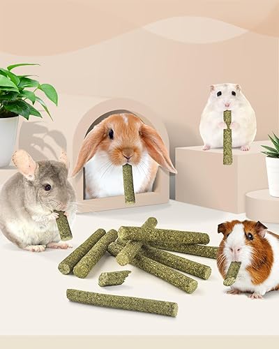 Miniatura 6 de Bissap 22 palitos masticables de conejo, mezcla natural de heno Timothy, rosa, Dahlberg, margarita y no me olvides, juguetes para masticar
