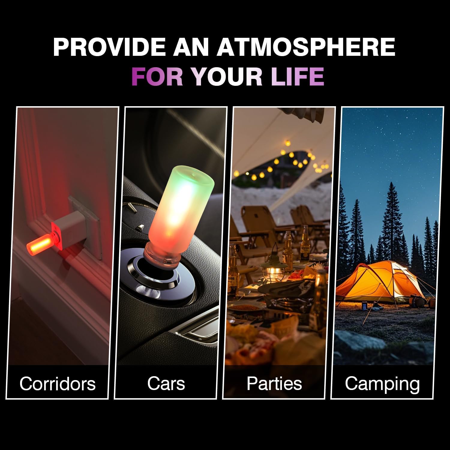 Portable Touch controll LED Night light, Mini USB Bulb Lamp for car decoration atmosphere,glass bottle 13-Mode Dimmable night lights plug into wall for bedroom,kids room,bathroom and hallway,2 Pack