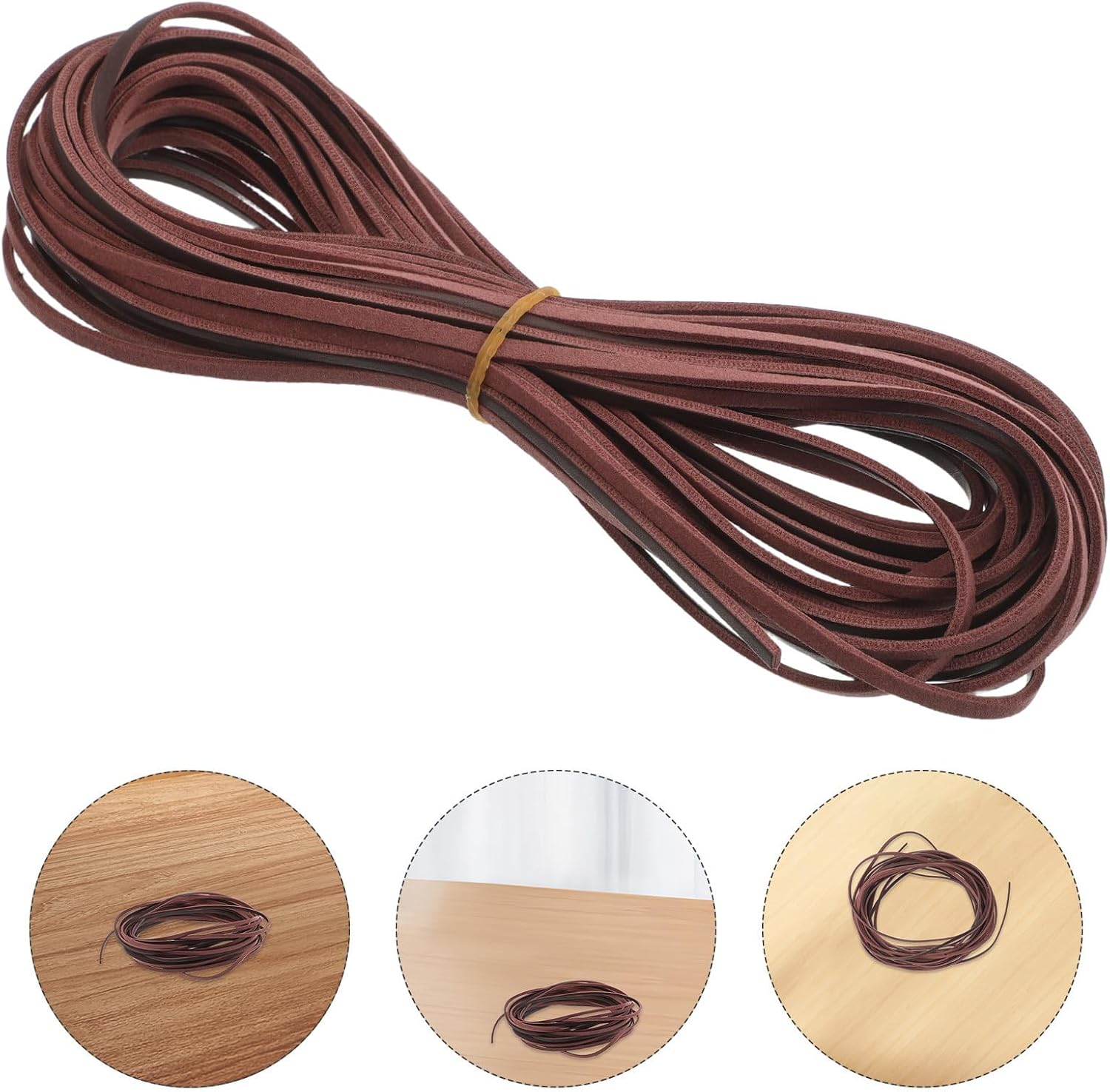 10 Yards Fake Leather Laces 3mm Flat Cord for Jewelry Making and Shoe Repair, Easy to Knot and Braid, Versatile Use Craft String Strip in Dark Brown